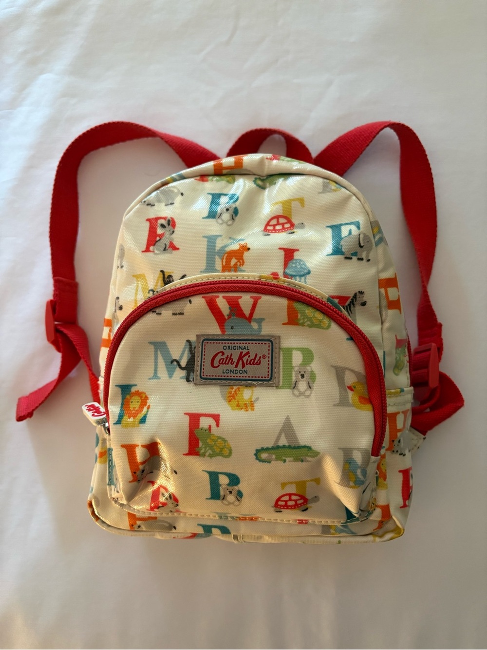 Cath Kidston Cream Alphabet Animal Mini Backpack with Red Trim